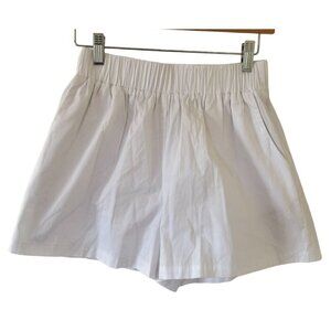 J Marie Womens High Rise White Cotton Tennis Shorts Spring Summer Pockets Size S